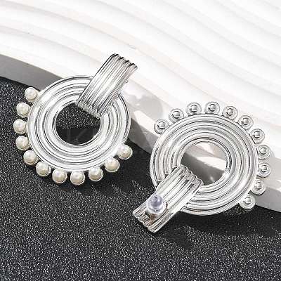 304 Stainless Steel ABS Imitation Pearl Stud Earrings EJEW-M069-02P-1