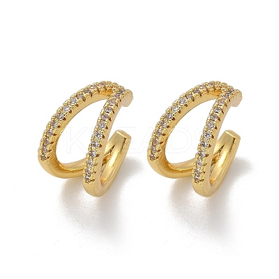 Clear Cubic Zirconia Double Line Cuff Earrings EJEW-R150-14G-1