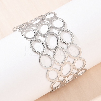 304 Stainless Steel Cuff Bangles for Women BJEW-G757-11P-1
