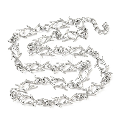 304 Stainless Steel Barbed Wire Chain Necklaces NJEW-D345-01P-1