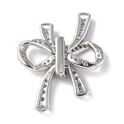Rack Plating Brass Micro Pave Clear Cubic Zirconia Fold Over Clasps KK-G448-02P-1