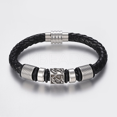 Braided Leather Cord Bracelets X-BJEW-H560-26-1