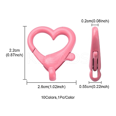 10Pcs 10 Colors Spray Painted Eco-Friendly Alloy Lobster Claw Clasps FIND-YW0002-26-1