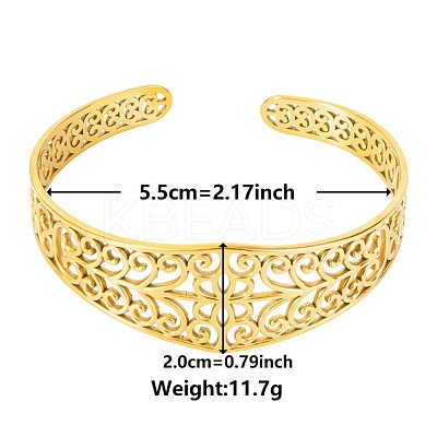 Elegant and Stylish Design Hollow Flower 304 Stainless Steel Cuff Bangles for Women ZU0152-2-1