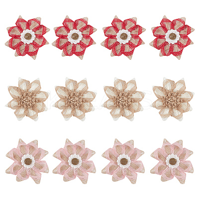 12Pcs 3 Style Braided Jute Flower Ornament Accessories DIY-GF0006-35-1