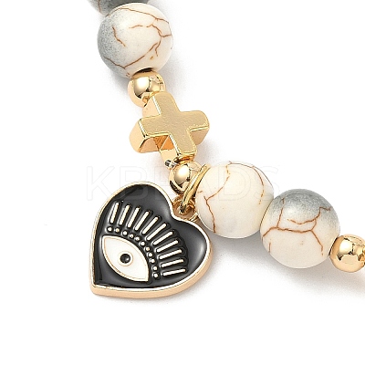 Heart with Eye Alloy Enamel Charm Bracelets BJEW-JB12287-03-1