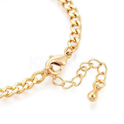 Brass Curb Chain Bracelets for Women BJEW-N032-08A-G-1