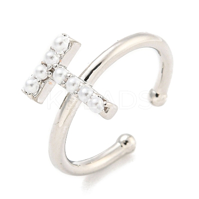 Rack Plating Brass Open Cuff Rings for Women RJEW-F162-01P-T-1