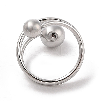 Non-Tarnish 304 Stainless Steel Wire Wrap Spiral Cuff Rings for Women RJEW-G315-08B-P-1