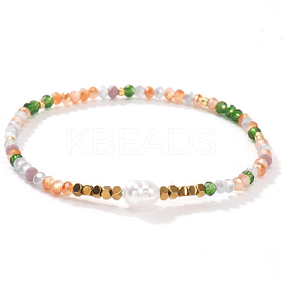 Vintage Elegant Imitation Pearl & Glass Beaded Stretch Bracelet Sets for Women VO3069-2-1