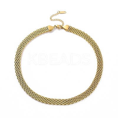 304 Stainless Steel Mesh Chain Necklace for Men Women LS-NJEW-P271-02G-1