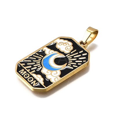 Tarot 304 Stainless Steel Enamel Pendants STAS-M119-09O-G-1