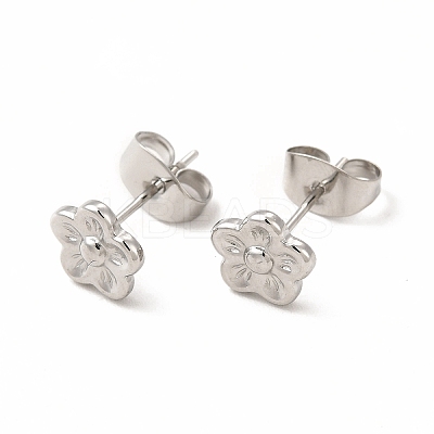Non-Tarnish 304 Stainless Steel Flower Stud Earrings for Women LS-EJEW-C004-07P-1