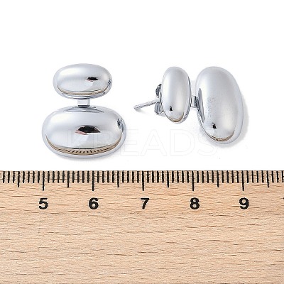 304 Stainless Steel Oval Stud Earrings EJEW-M073-08P-1