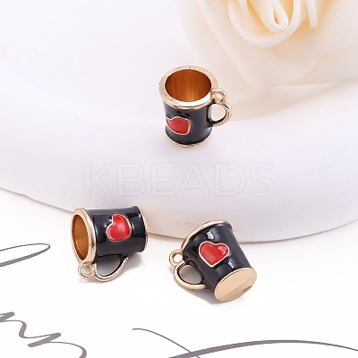 Alloy Enamel Mug Cup with Heart Miniature Ornaments PW-WG9EB43-01-1