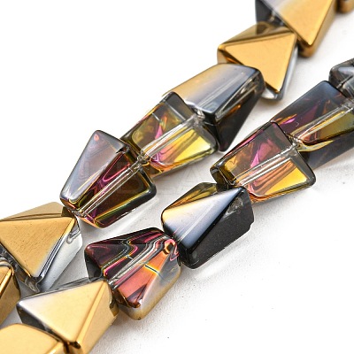 Half Plated Electroplate Transparent Glass Beads Strands EGLA-G037-06A-HP01-1