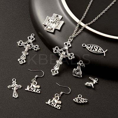 80Pcs 8 Style Tibetan Style Alloy Pendants FIND-LS0001-41AS-1