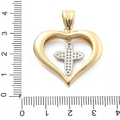 Rack Plating Brass with Cubic Zirconia Pendants KK-Q017-10A-G-1