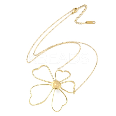 Ion Plating(IP) 304 Stainless Steel Cable Chain Flower Pendant Necklaces for Women NJEW-K276-02G-1