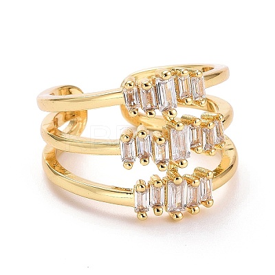 Three Line Cubic Zirconia Cuff Ring LS-RJEW-E170-02G-1