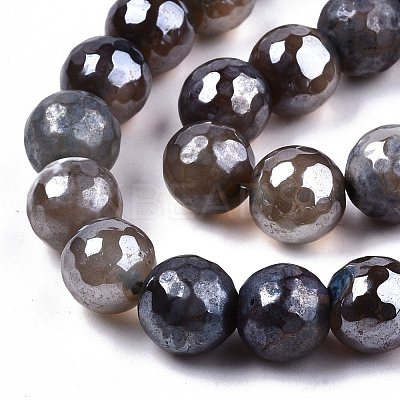 Electroplate Natural Agate Beads Strands G-T131-55-25-1