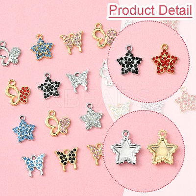 24Pcs 6 Styles Rack Plating Alloy Charms FIND-FS0003-09-1