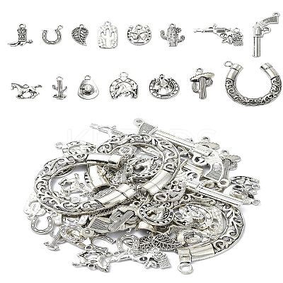 60Pcs 15 Styles Tibetan Style Alloy Pendants FIND-YW0004-82-1