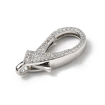 Brass Clear Cubic Zirconia Lobster Claw Clasps KK-Z078-49B-P-1
