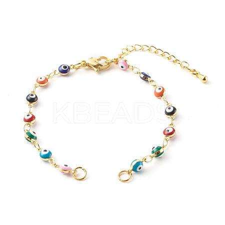 Brass Enamel Link Chain Bracelet Making AJEW-JB00961-05-1