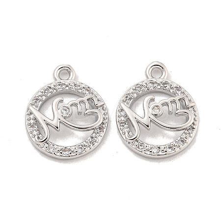Mother's Day Brass Micro Pave Clear Cubic Zirconia Pendants KK-Z044-12P-1