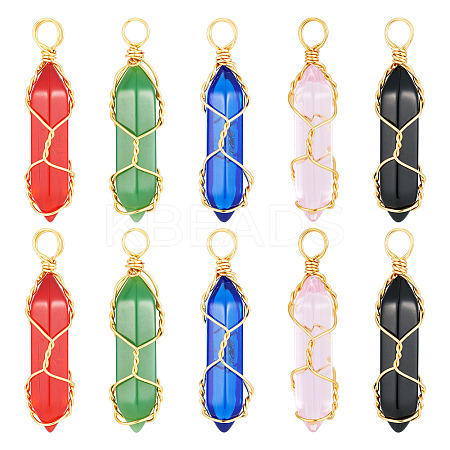 10Pcs 5 Colors Glass Pendants GLAA-TA0002-70-1