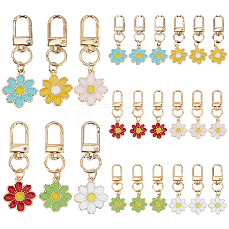 24Pcs 6 Colors Flower Alloy Enamel Pendant Decorations KEYC-PH01580-1