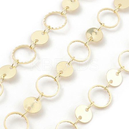 Brass Ring & Flat Round Link Chains CHC-M025-46G-1