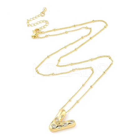 Brass Micro Pave Clear Cubic Zirconia Pendant Necklaces NJEW-Z038-01G-V-1