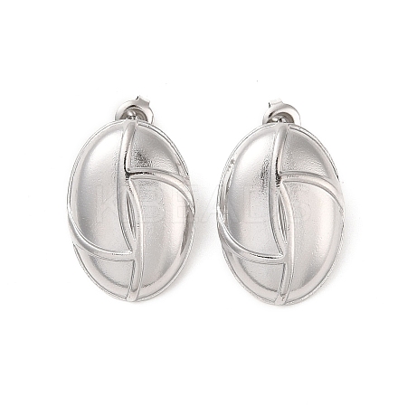 Non-Tarnish Oval 304 Stainless Steel Stud Earrings for Women EJEW-L272-011P-1