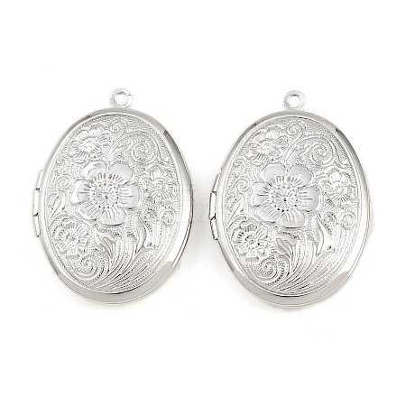 Rack Plating Brass Locket Pendants KK-K277-03P-1