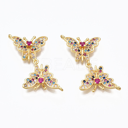 Brass Micro Pave Cubic Zirconia Links Connectors ZIRC-N039-122-NF-1