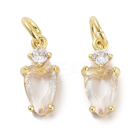 Brass Micro Pave Cubic Zirconia Charms KK-C051-09G-04-1