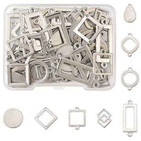 64Pcs 8 Styles 304 Stainless Steel Geometric Links/Connectors STAS-FS0002-02-1