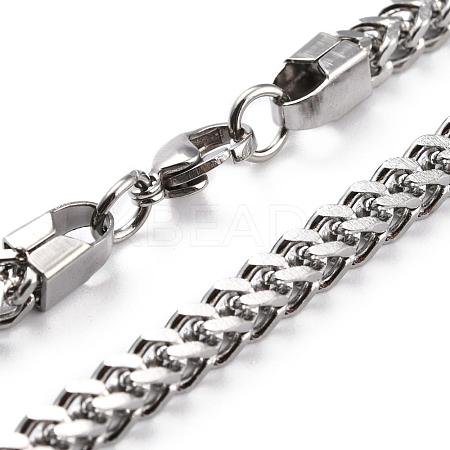 Non-Tarnish 304 Stainless Steel Wheat Chain Necklaces NJEW-L160-005B-P-1