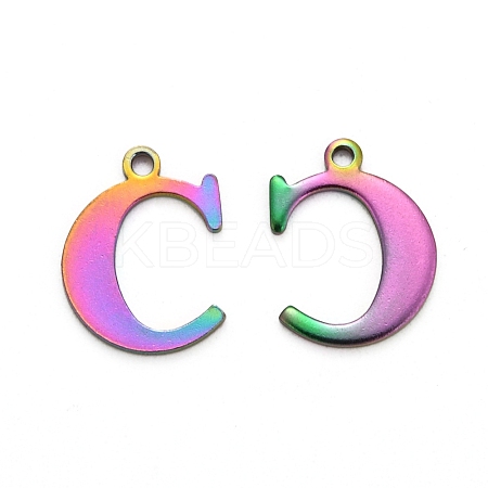 Ion Plating(IP) 304 Stainless Steel Alphabet Charms STAS-H122-C-M-1