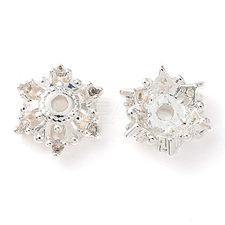 Brass Micro Pave Clear Cubic Zirconia Bead Caps KK-K378-47B-S-1
