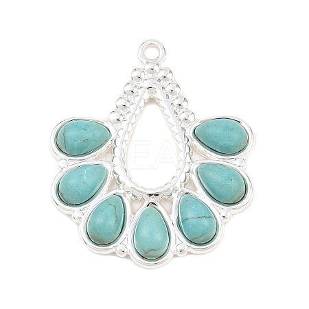 Bohemian Style 304 Stainless Steel with Dyed Synthetic Turquoise Pendants LS-STAS-G381-01S-1
