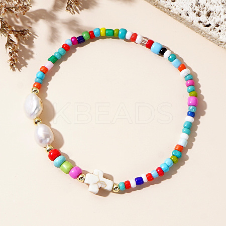 Glass Seed Beaded Stretch Bracelets LS-FX6594-2-1