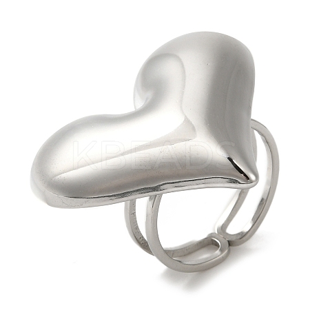 Non-Tarnish 304 Stainless Steel Heart Open Cuff Rings for Women RJEW-Z053-06P-1