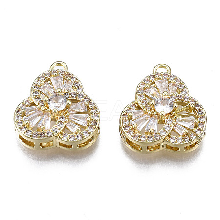 Brass Micro Pave Clear Cubic Zirconia Pendants ZIRC-S069-030G-1