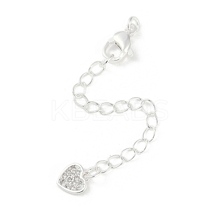 Brass Micro Pave Cubic Zirconia Ends with Chains KK-U043-03S-1