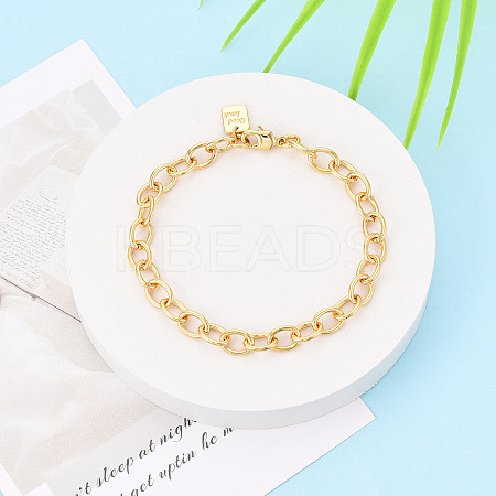 Brass Cable Chain Bracelets for Women BJEW-N032-07B-G-1