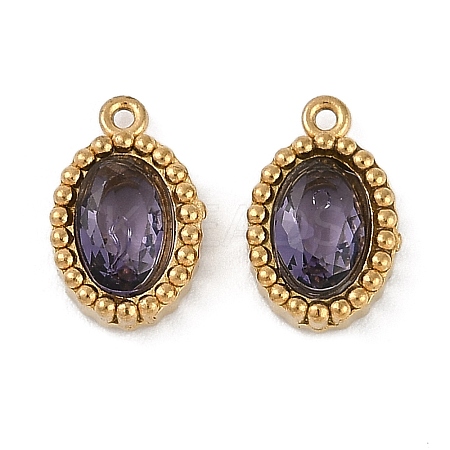 Ion Plating(IP) 304 Stainless Steel Micro Pave Cubic Zirconia Charms STAS-K256-19G-01-1