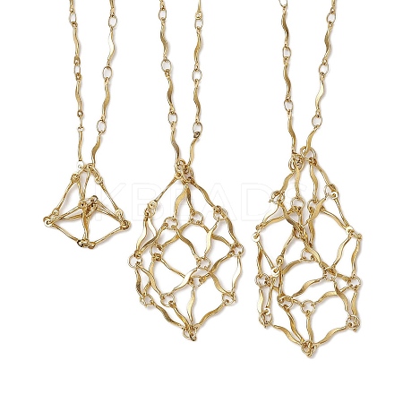 3Pcs 3 Sizes 304 Stainless Steel Wavy Bar Link Chain Macrame Pouch Necklace Making NJEW-JN05064-1
